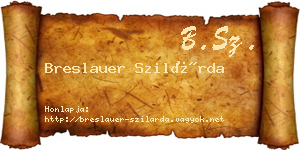 Breslauer Szilárda névjegykártya